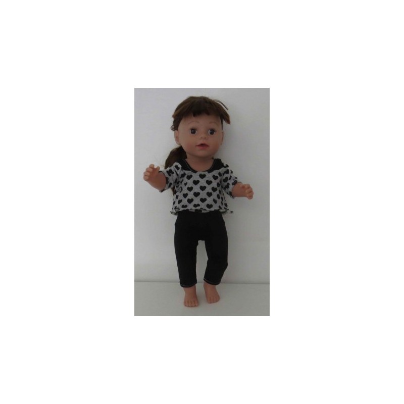balletpakje zwart hartjes baby born 43cm
