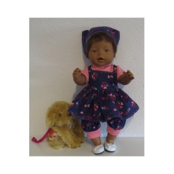 uitgebreide set donker blauw met hartjes baby born 43cm