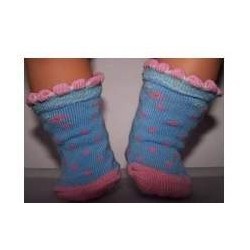 sokjes blauw met polka dots roze  baby born 43cm