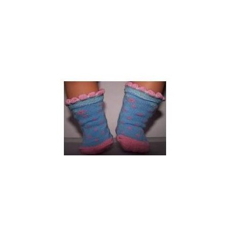 sokjes blauw met polka dots roze  baby born 43cm