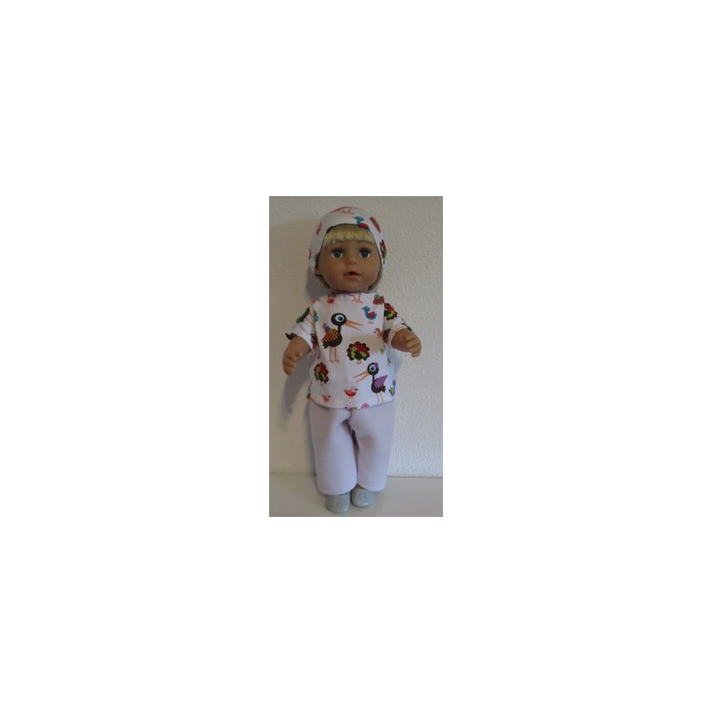 complete set lila met vogels wit baby born 43cm