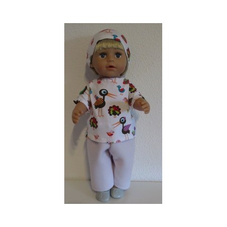 complete set lila met vogels wit baby born 43cm