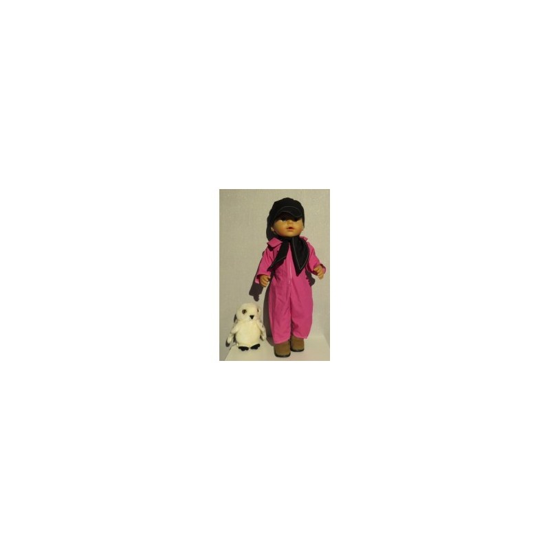 boerenoveral hard roze baby born 43cm