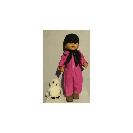 boerenoveral hard roze baby born 43cm