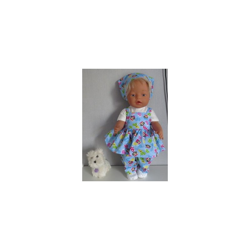 uitgebreide set blauw apen baby born 43cm