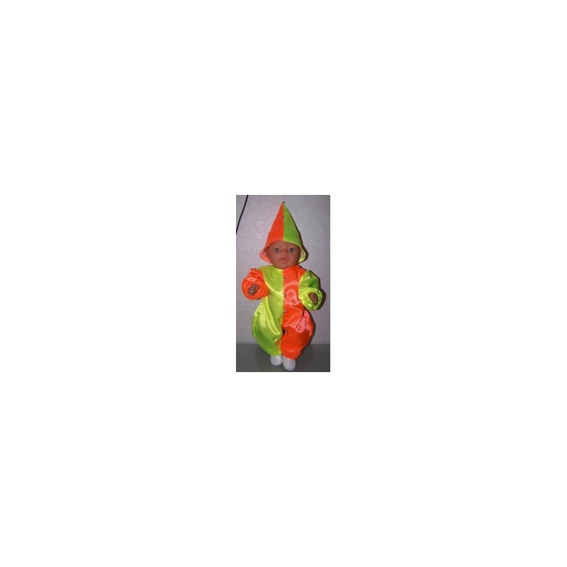 clownspak geel met oranje baby born 43cm