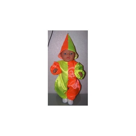 clownspak geel met oranje baby born 43cm