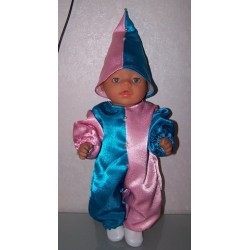 clownspak blauw met roze baby born 43cm