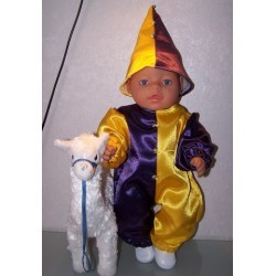clownspak geel met lila baby born 43cm