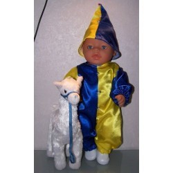 clownspak geel met blauw baby born 43cm