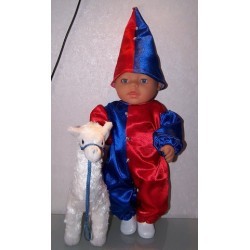 clownspak rood met blauw baby born 43cm