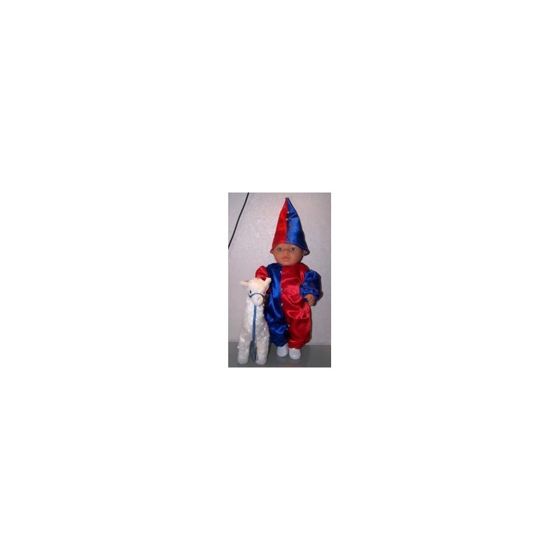 clownspak rood met blauw baby born 43cm