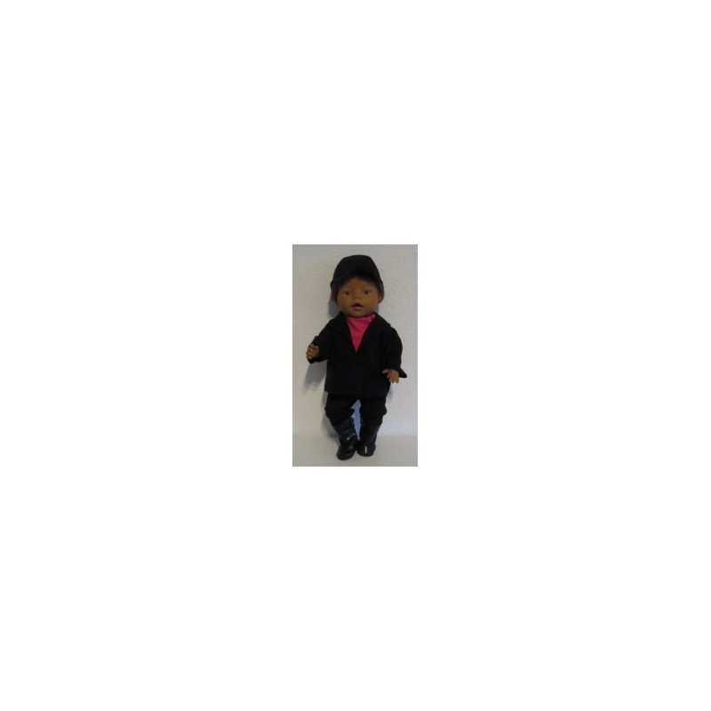 paardrijd set zwart met hard roze baby born 43cm