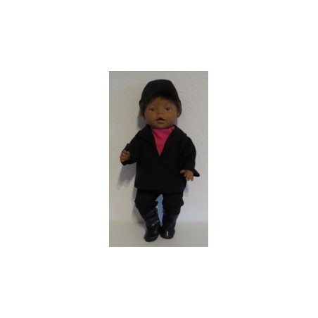 paardrijd set zwart met hard roze baby born 43cm