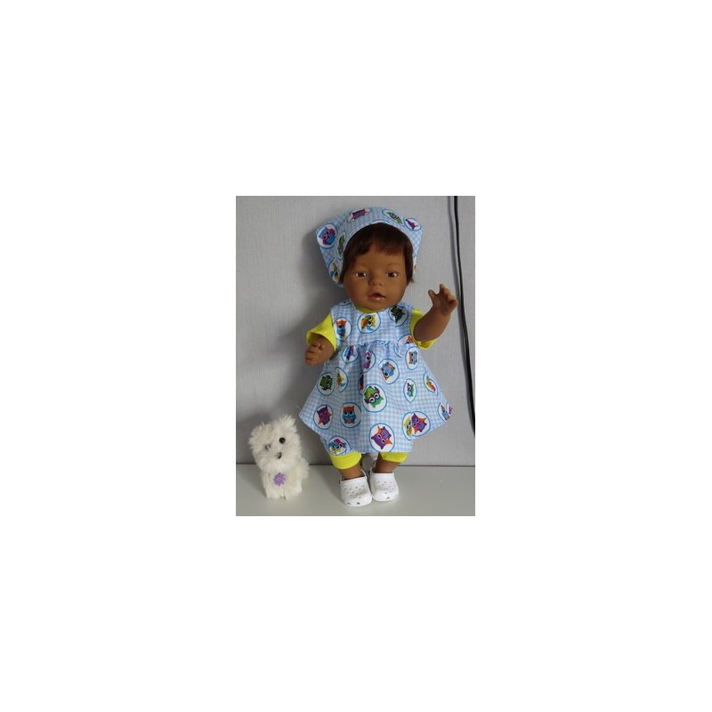 uitgebreide set licht blauw uilen baby born 43cm