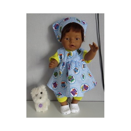 uitgebreide set licht blauw uilen baby born 43cm
