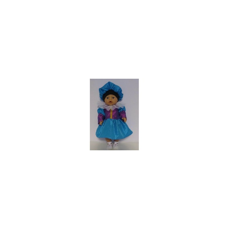 pietjurk paars met blauw  baby born 43cm