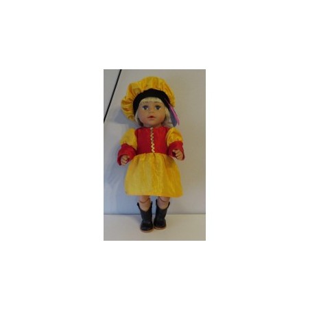 pietjurk geel met rood baby born 43cm