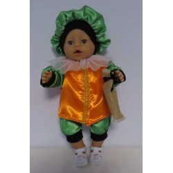 pietpak oranje met groen baby born 43cm