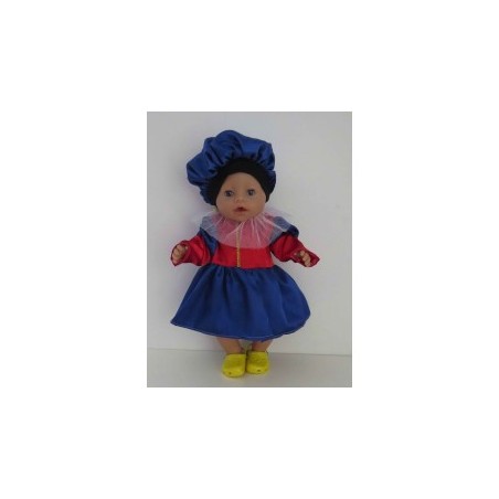 pietjurk rood met blauw  baby born 43cm