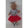 plooirok setje rood bulldogs baby born 43cm
