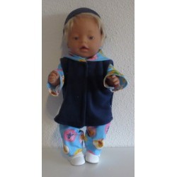wintersetje blauw vogels baby born 43cm