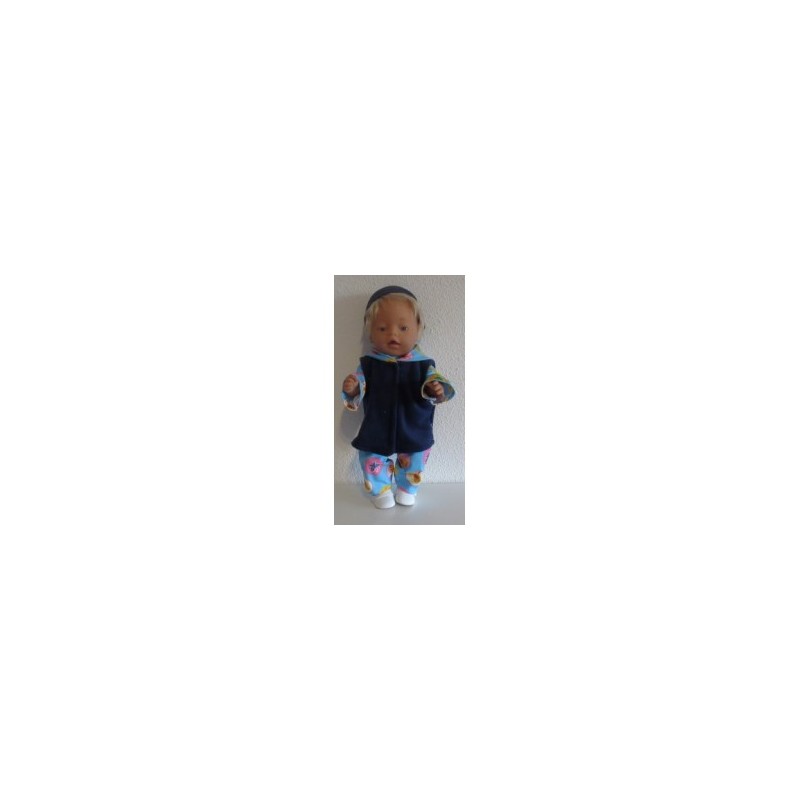 wintersetje blauw vogels baby born 43cm