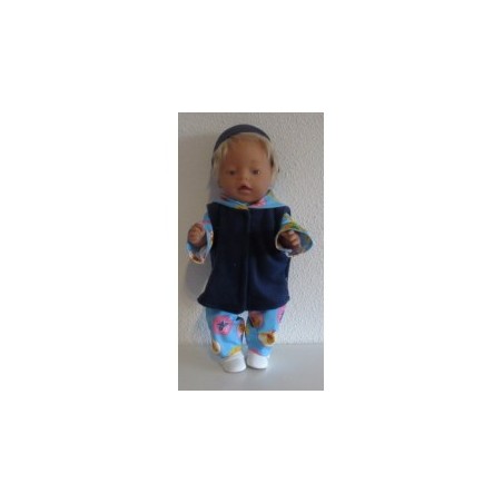 wintersetje blauw vogels baby born 43cm