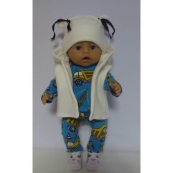 wintersetje blauw bouwwagens baby born 43cm