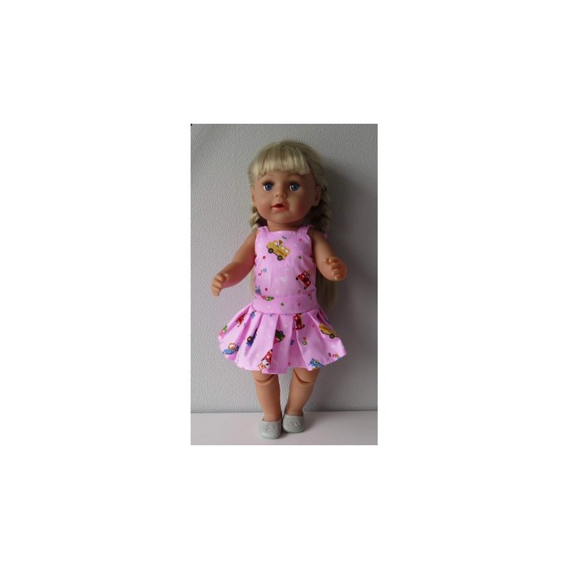 plooirok setje roze auto's baby born 43cm