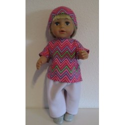 complete set lila met roze gestreept baby born 43cm