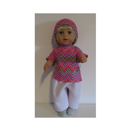complete set lila met roze gestreept baby born 43cm