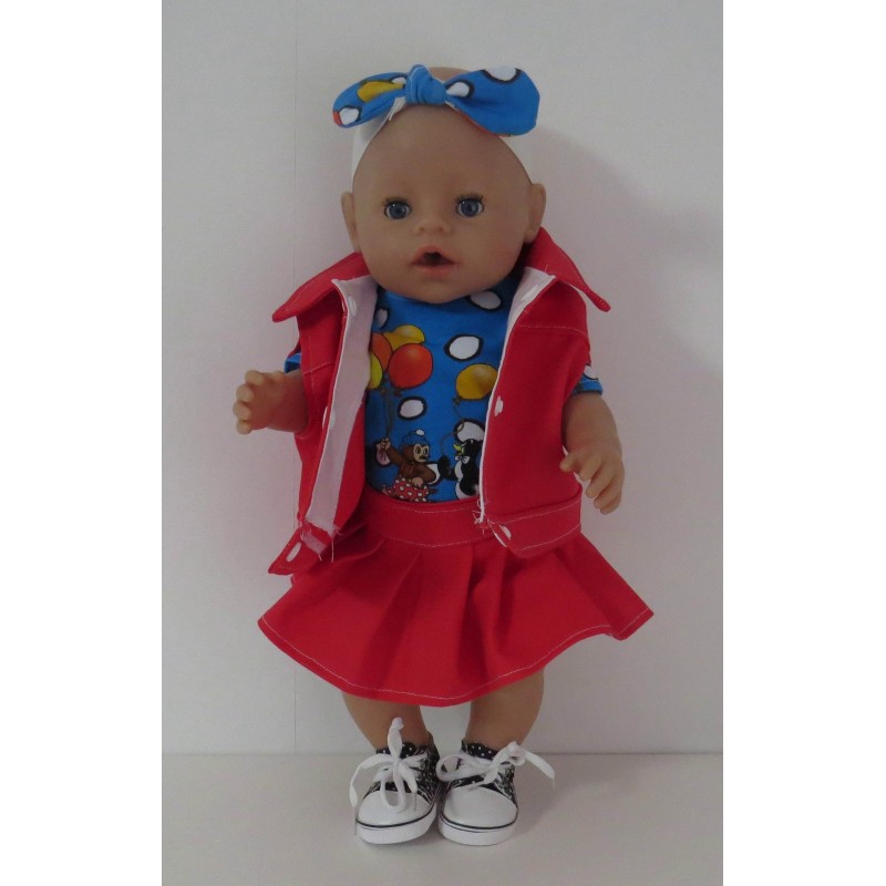 plooirok setje rood berenboot baby born 43cm plooirok setje rood berenboot baby born 43cm