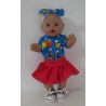 plooirok setje rood berenboot baby born 43cm