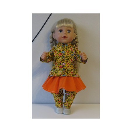 plooirok geel snoepjes  baby born 43cm