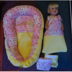 poppennest setje roze met geel baby born 43cm
