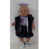 plooirok donker blauw trollz  baby born 43cm