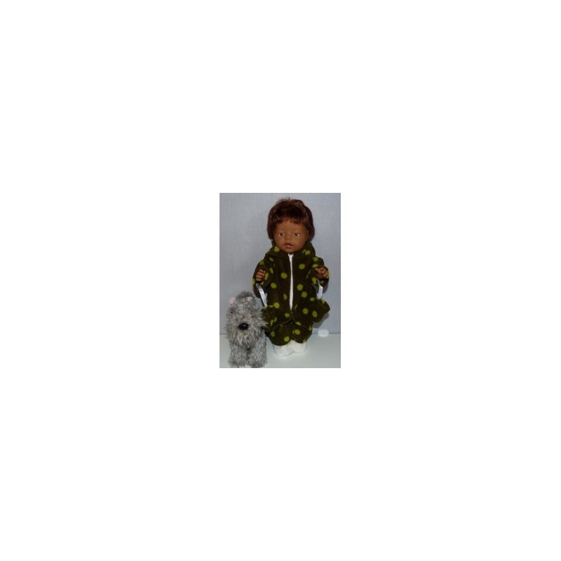winterpak groen met polka dots groen baby born 43cm