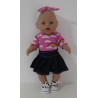 plooirok donker blauw regenboog  baby born 43cm