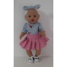 plooirok roze met vossen  baby born 43cm