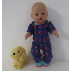 jumpsuit blauw roosjes baby born 43cm