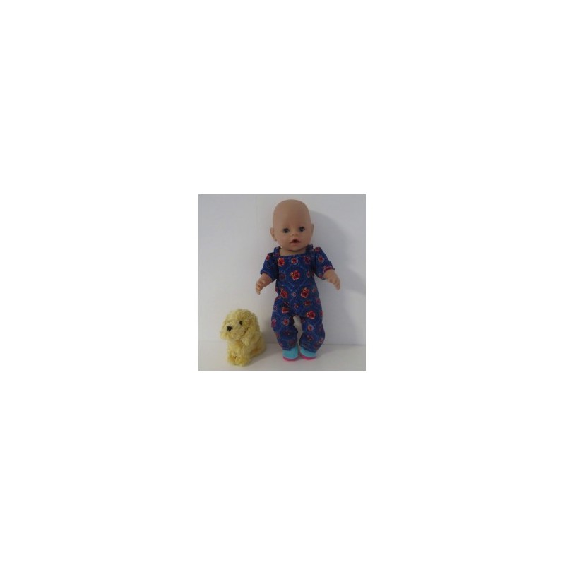 jumpsuit blauw roosjes baby born 43cm
