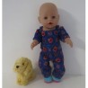 jumpsuit blauw roosjes baby born 43cm