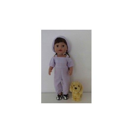 jumpsuit lila geruit baby born 43cm