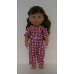 jumpsuit hard roze bloemen baby born 43cm