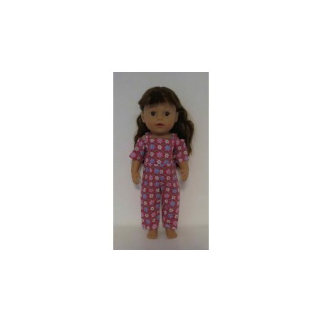 jumpsuit hard roze bloemen baby born 43cm