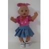plooirok met roze vlinders  baby born 43cm