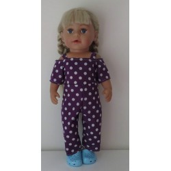jumpsuit paars met stippen baby born 43cm