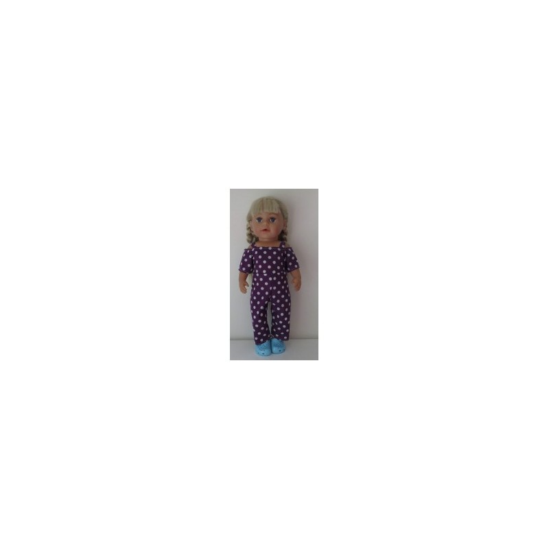jumpsuit paars met stippen baby born 43cm