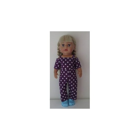 jumpsuit paars met stippen baby born 43cm